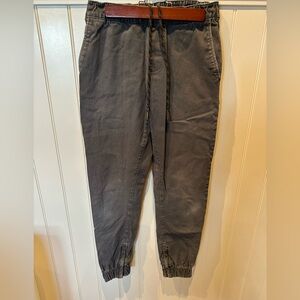TAINTED DENIM Boys Size 28 Brown Elastic Waist Drawstring Joggers Zipper…